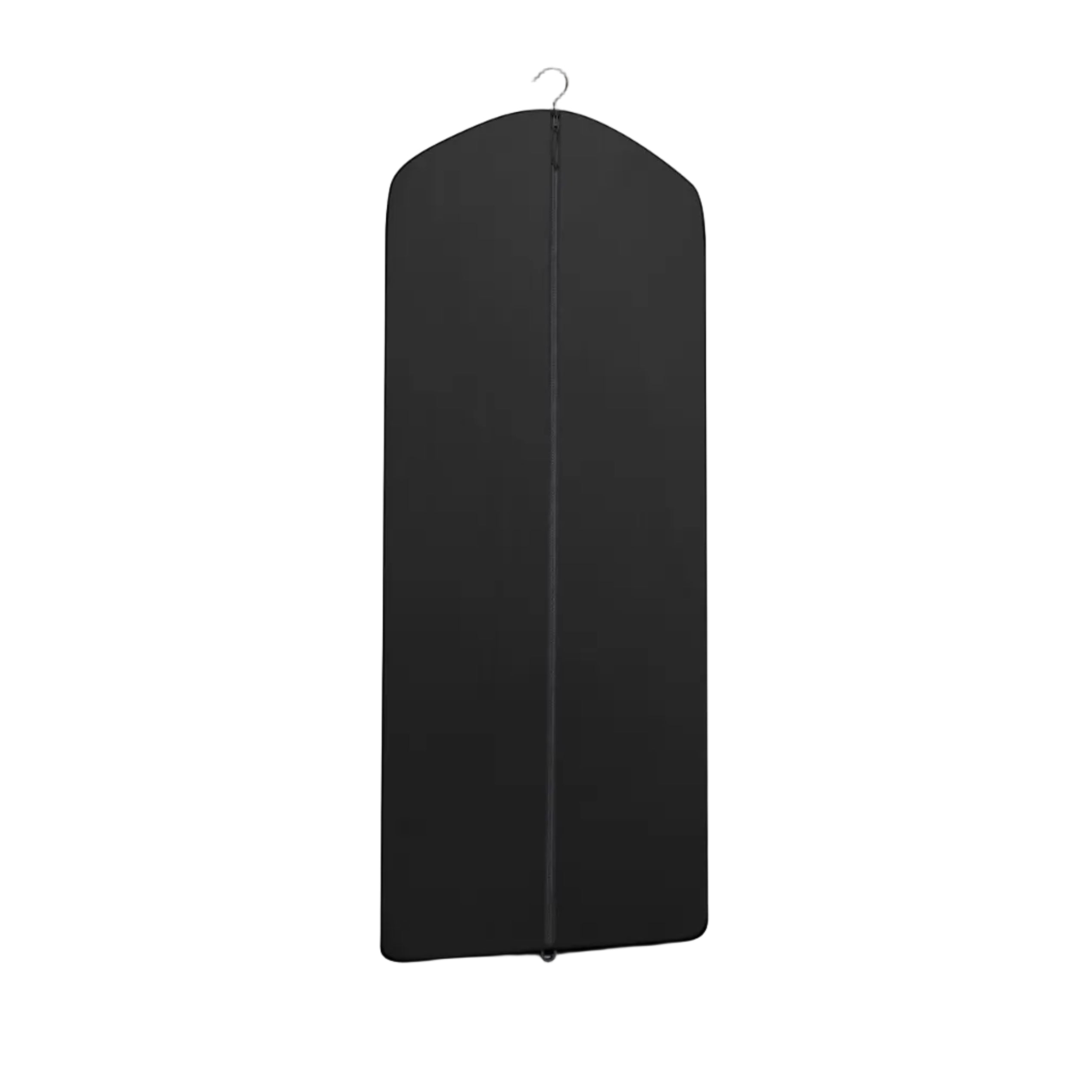 Black garment bag on a white background